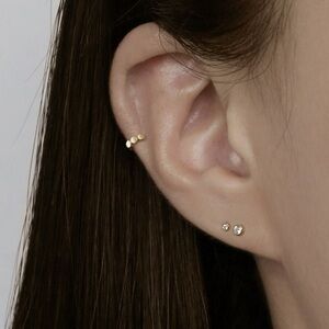 adaylike 14k Solid Yellow Gold Tiny Flat Circle Cartilage Hoop